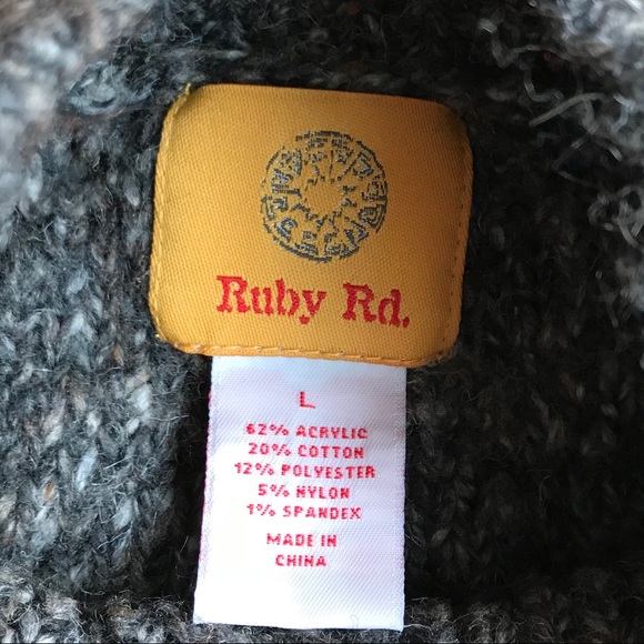 NWT Ruby Rd. Gray Fringed Cardigan Sweater.   *G1 - Picture 7 of 7